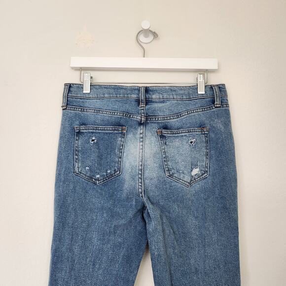 Altar'd State High Waisted Flare Jeans Distressed Ripped Blue Denim Wide Leg 29 - Picture 6 of 10